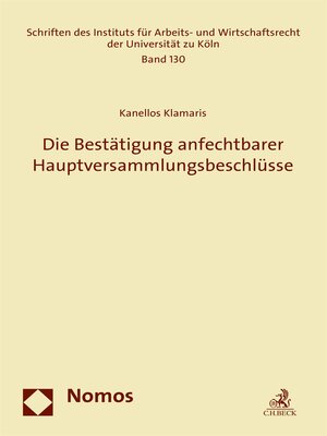 cover image of Die Bestätigung anfechtbarer Hauptversammlungsbeschlüsse